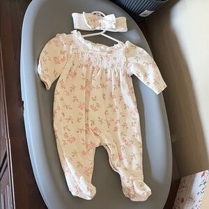 Floral Print Kids One Piece with Headband